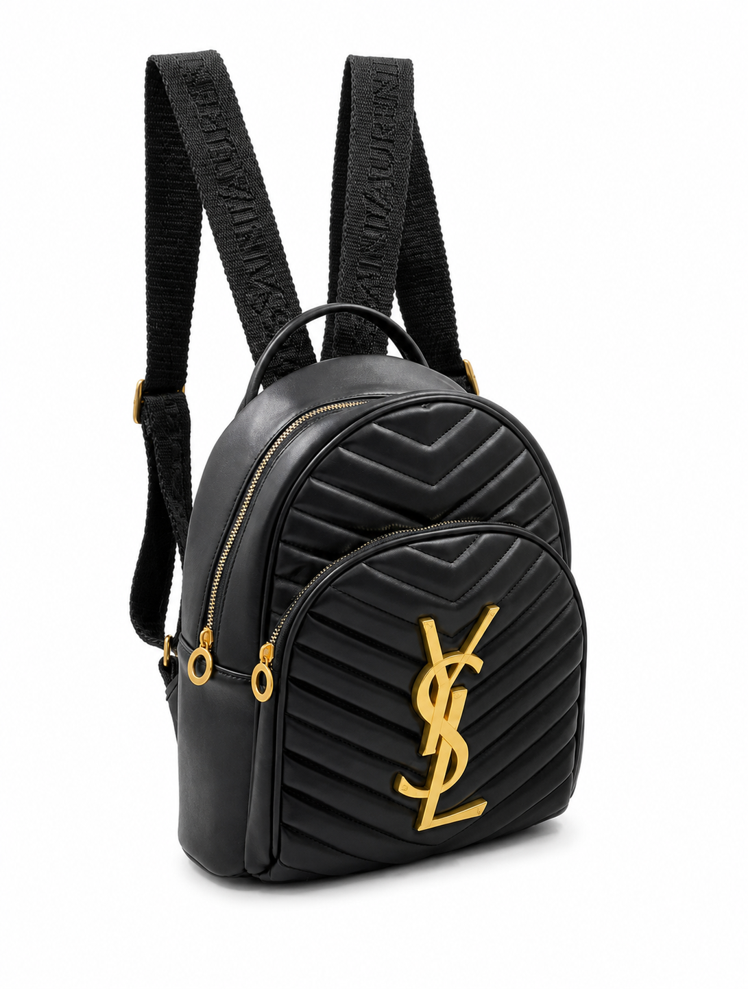 YSL Elegant Black Mini Backpack sa Zlatnim Detaljima